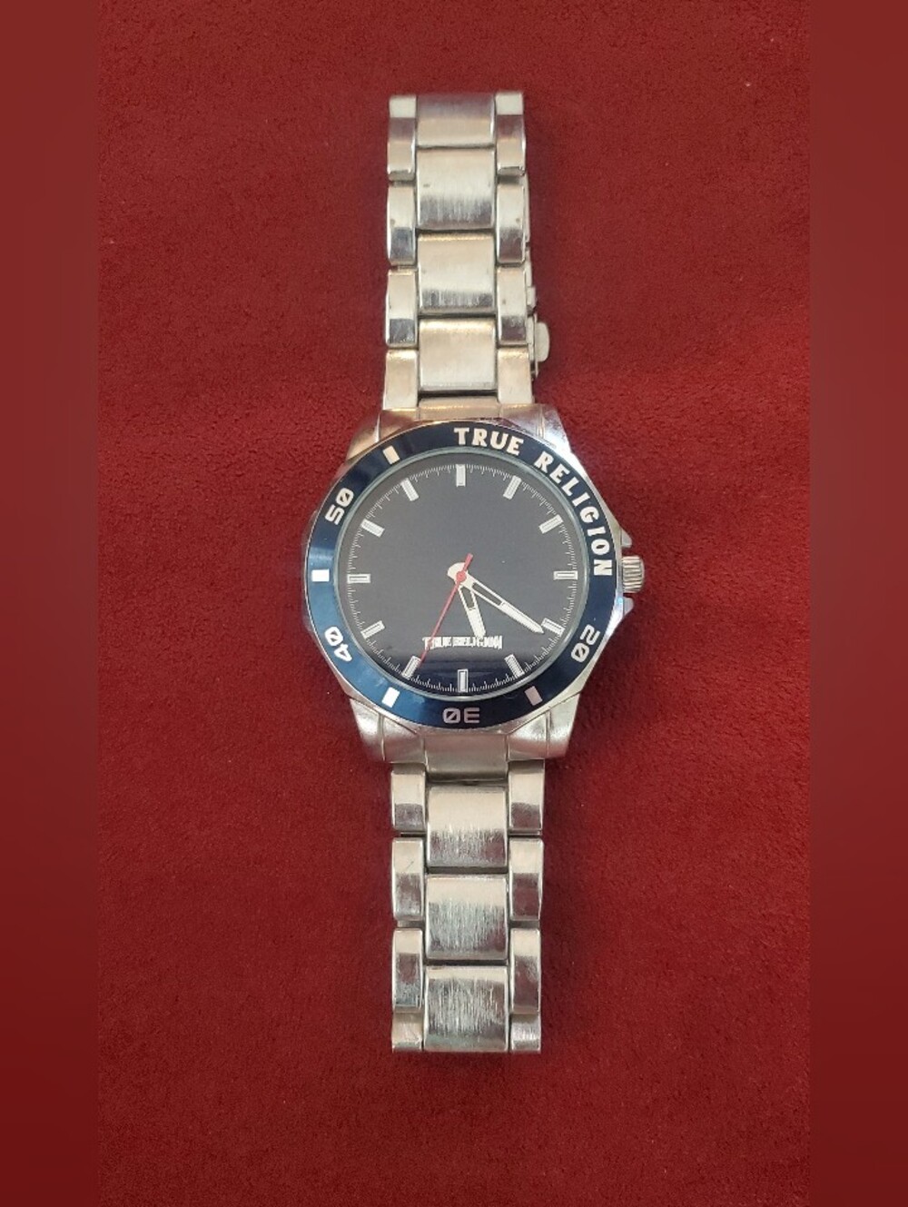 True Religion Silver Stainless Steel Watch with Black Dial